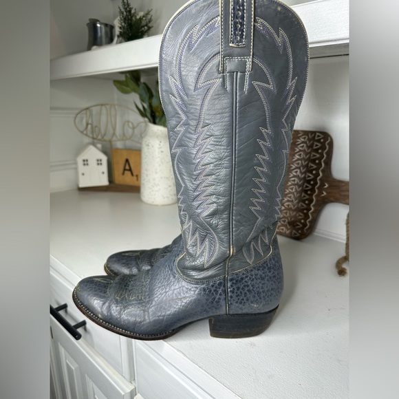 Cristobal Romero Vintage Gray Western Embroidered Cowboy Boots Men's - Size 9 - Picture 2 of 11